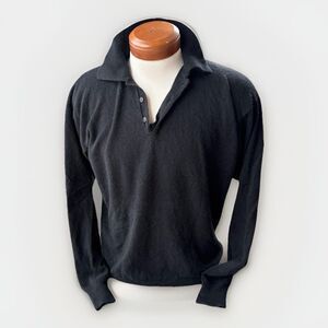 TSE Men’s Black Cashmere Polo Sweater Size L Collared